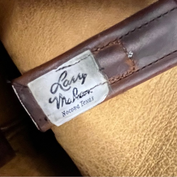 Larry Mahan Brown Leather Square Toe Cross Hair Western Cowboy Boots Size 6B - Picture 11 of 14